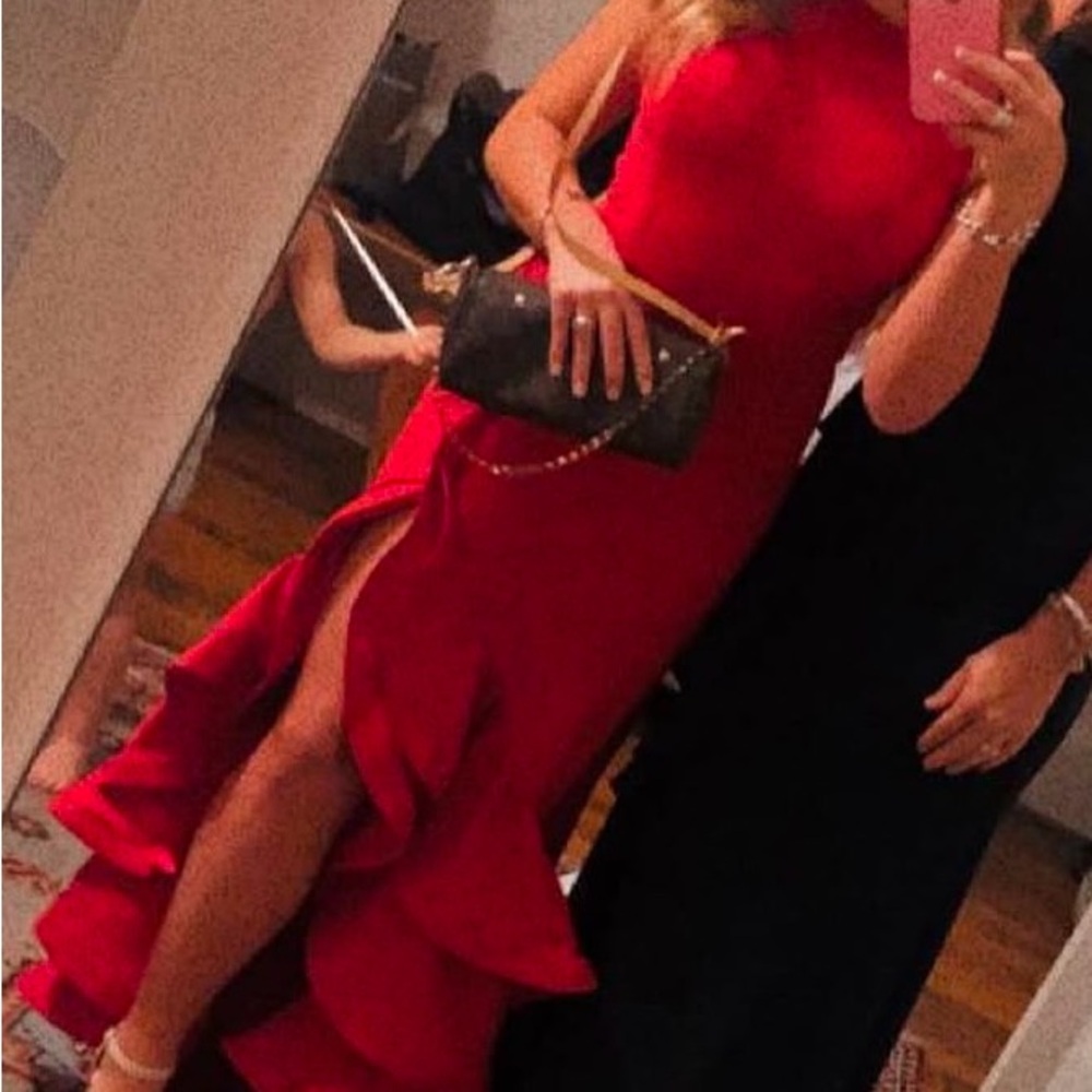 Betsy Adam red evening gown size 6. Worn once for a wedding.